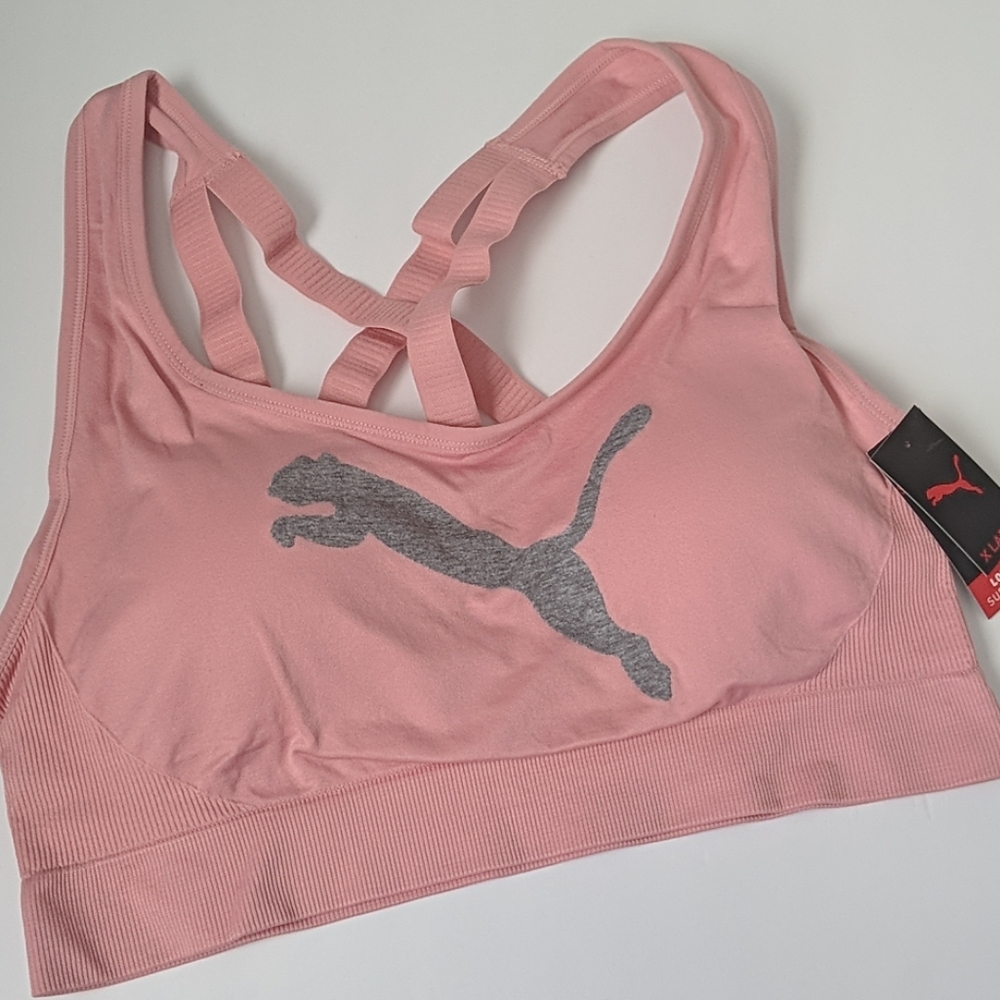 Puma light pink sports bra NEW - Picture 2 of 4